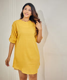 Loose Fitted Cotton Yellow Dress