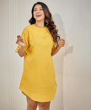 Loose Fitted Cotton Yellow Dress