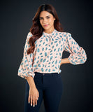 long sleeve chiffon printed top