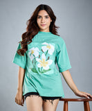 Oversize Mint Floral Print T-Shirt