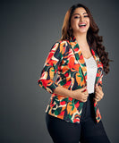 bold scattered printed blazer