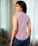 sleeveless cotton textured purple top