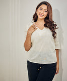 half sleeve vneck cotton top