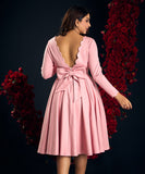 Deep Scalloped Back Vneck Pink Dress