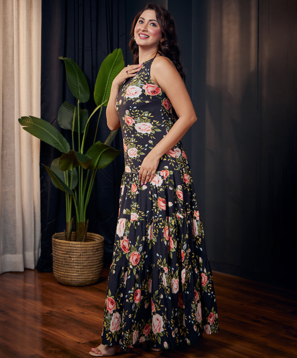 sleeveless tiered and gathered maxi 1