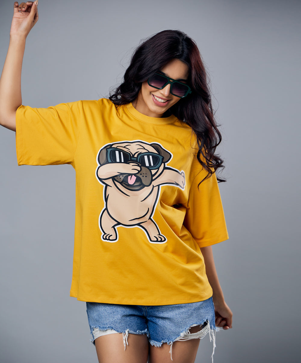 pug slaying oversized tshirt