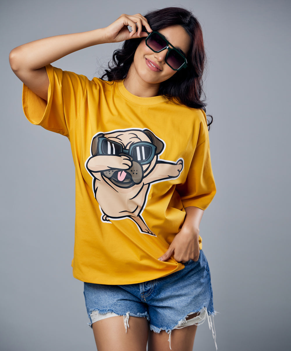 pug slaying oversized tshirt