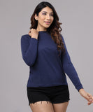 crew neck long sleeve navy tee