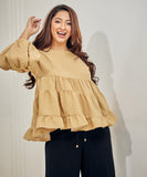 Loose Fitted Cotton Beige Top