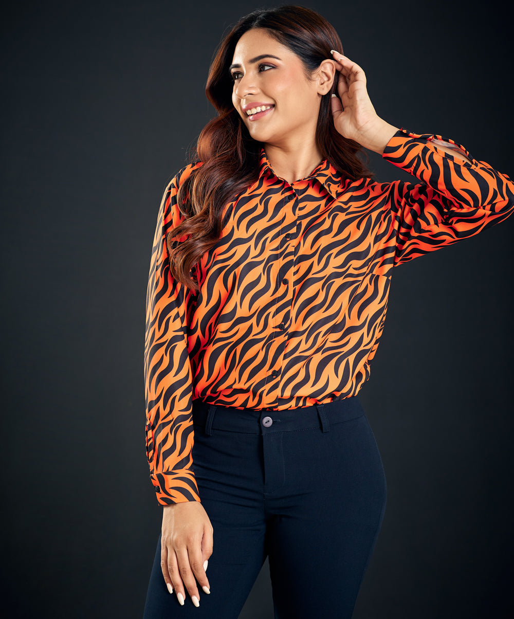 leopard print long sleeve top