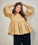 Loose Fitted Cotton Beige Top