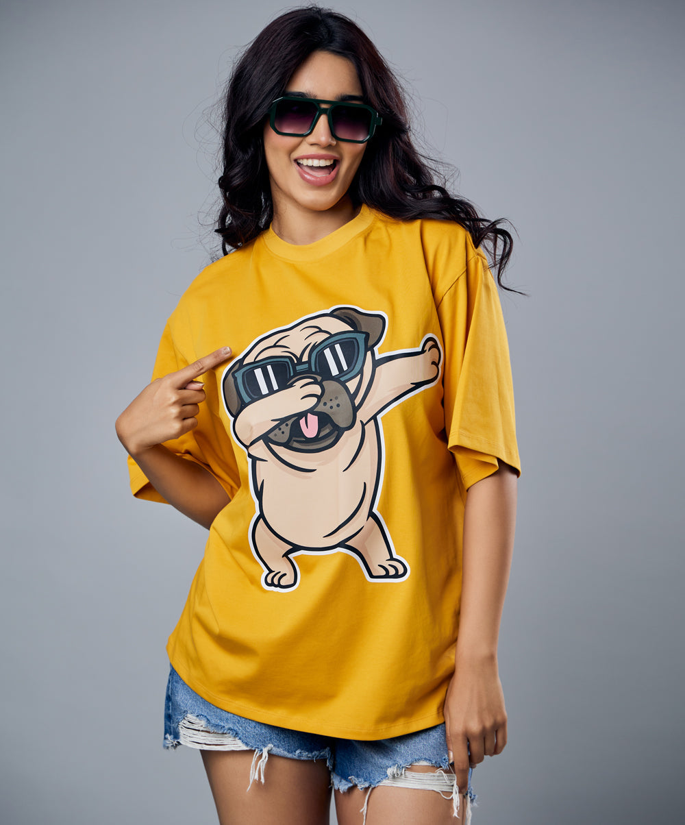 pug slaying oversized tshirt