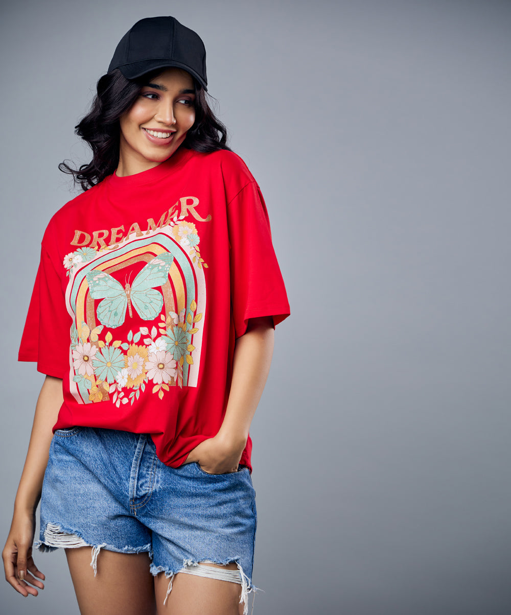 dreamer oversized red tshirt