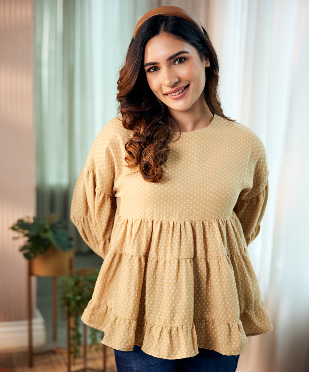 loose fitted cotton beige top