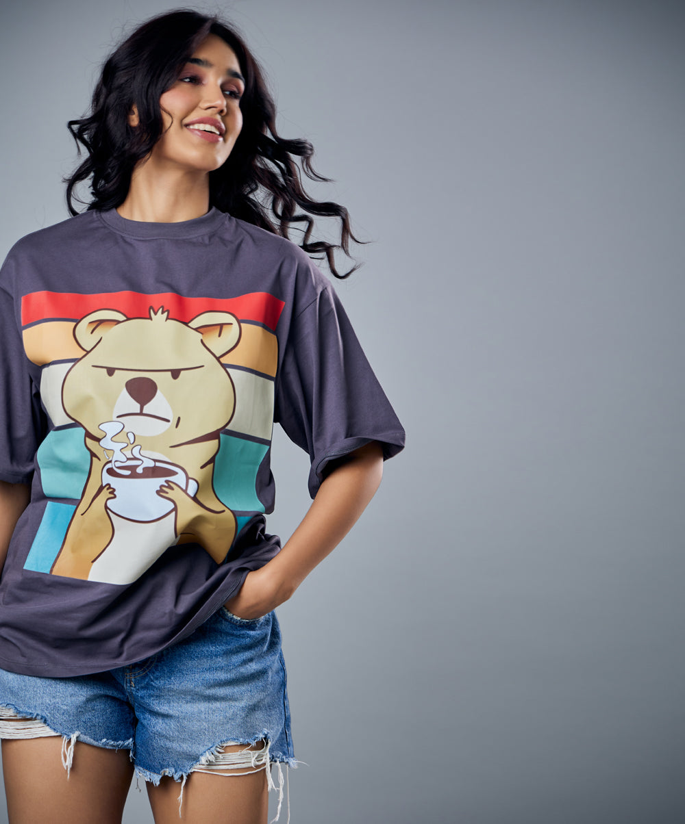 angry bear printed shirt