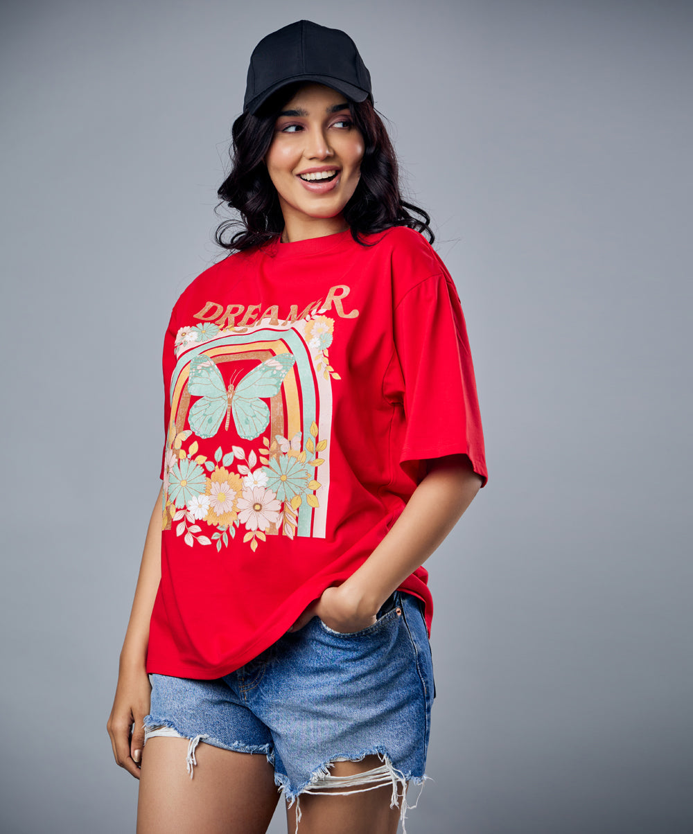 dreamer oversized red tshirt