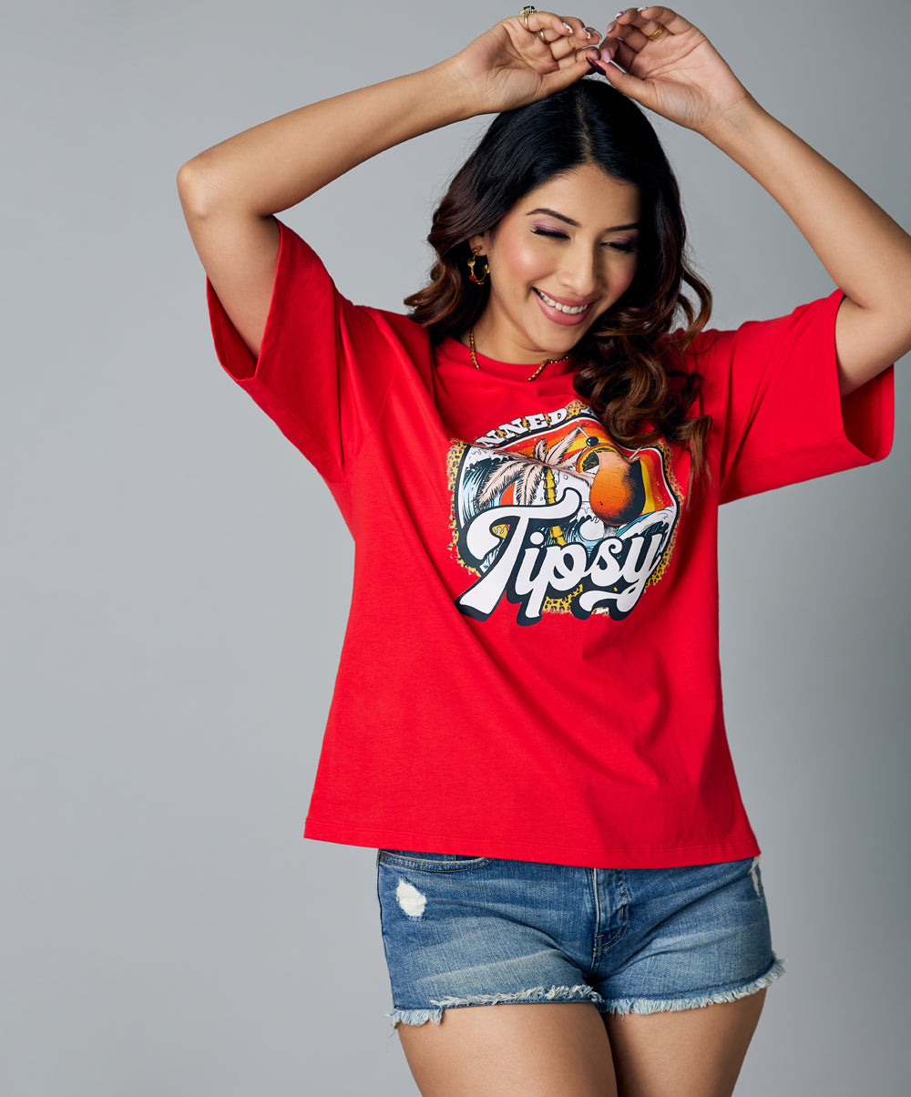 oversize tipsy red tshirt