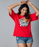 oversize tipsy red tshirt