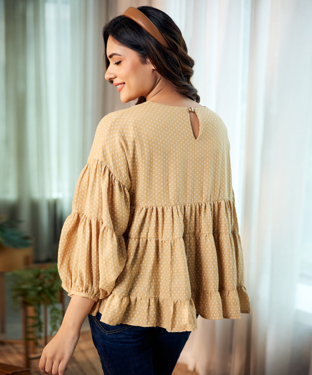 loose fitted cotton beige top