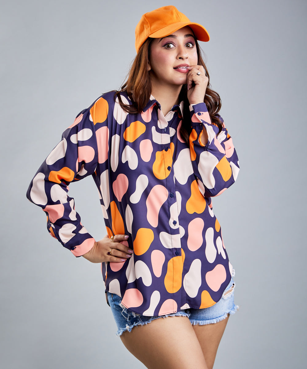 Multi Colour Oversized Printed Shirt