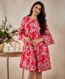 flouncy printed red dress