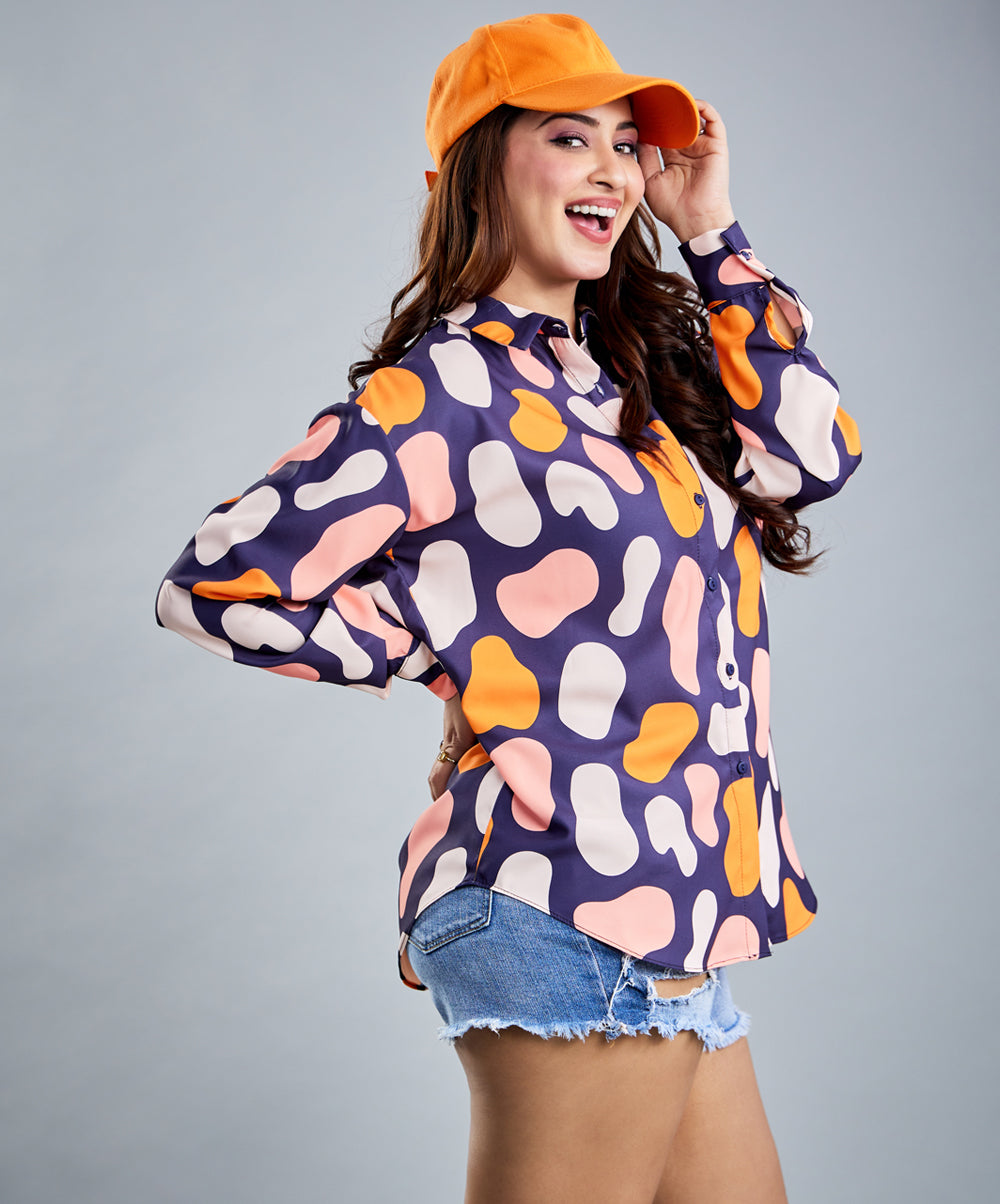 Multi Colour Oversized Printed Shirt