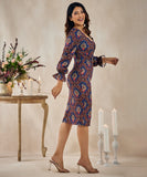 sweetheart neck flounce sleeve layered hem dress