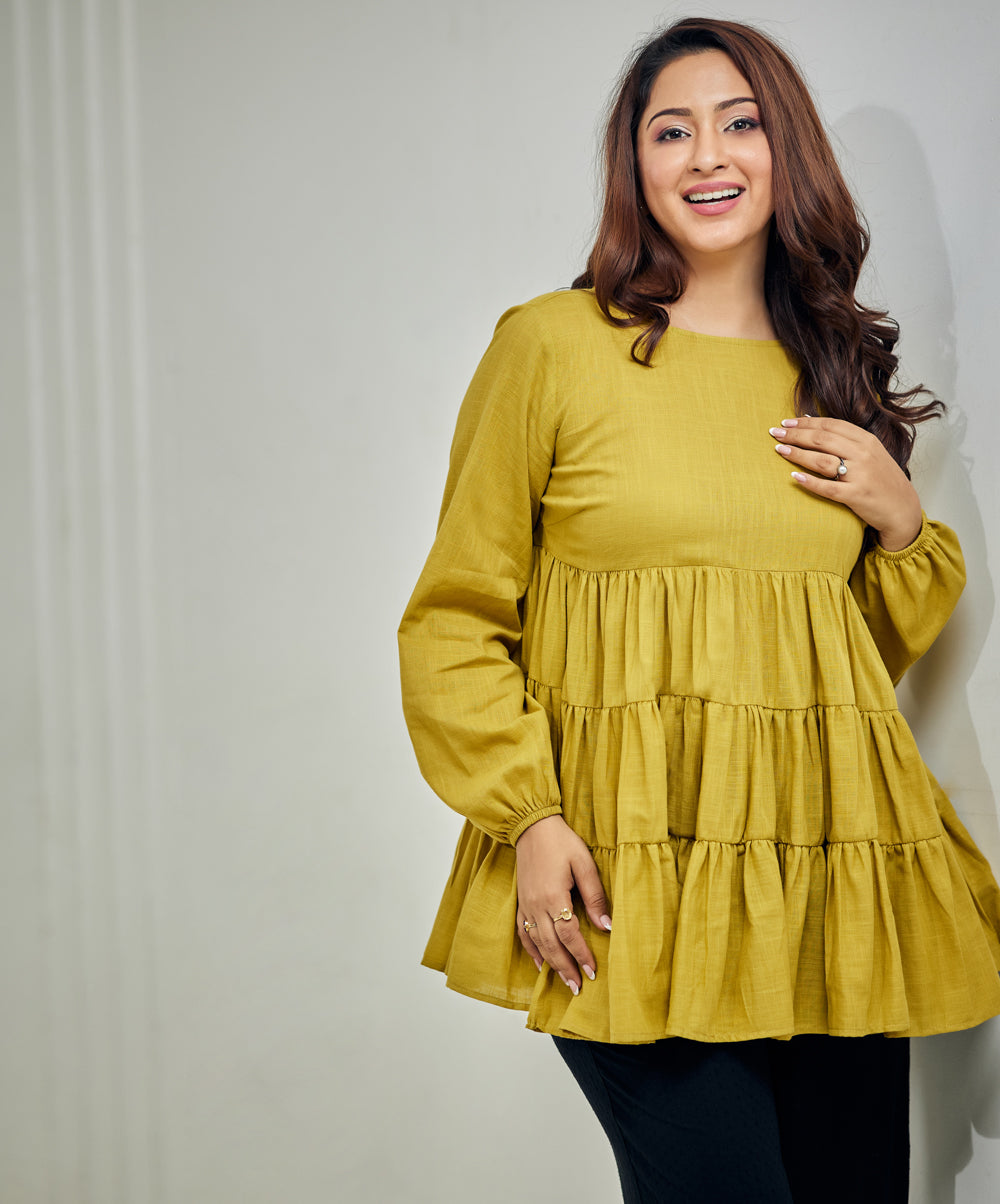 long sleeve loose fitted peplum top