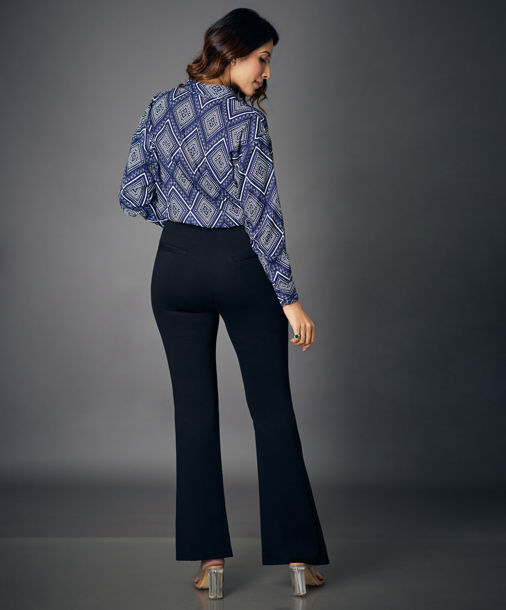 flared work ponte blue pants