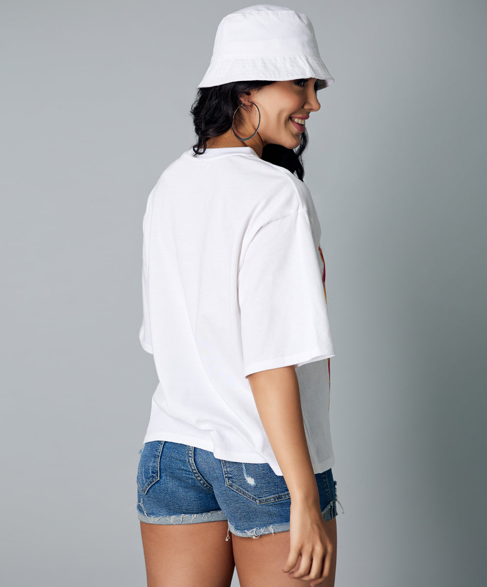 think happy thoughts oversize white tshirt