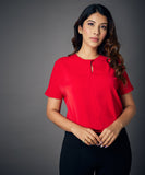 front twisted short sleeve red top