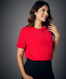 front twisted short sleeve red top