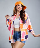 Oversized Chiffon Pink & Orange Shirt