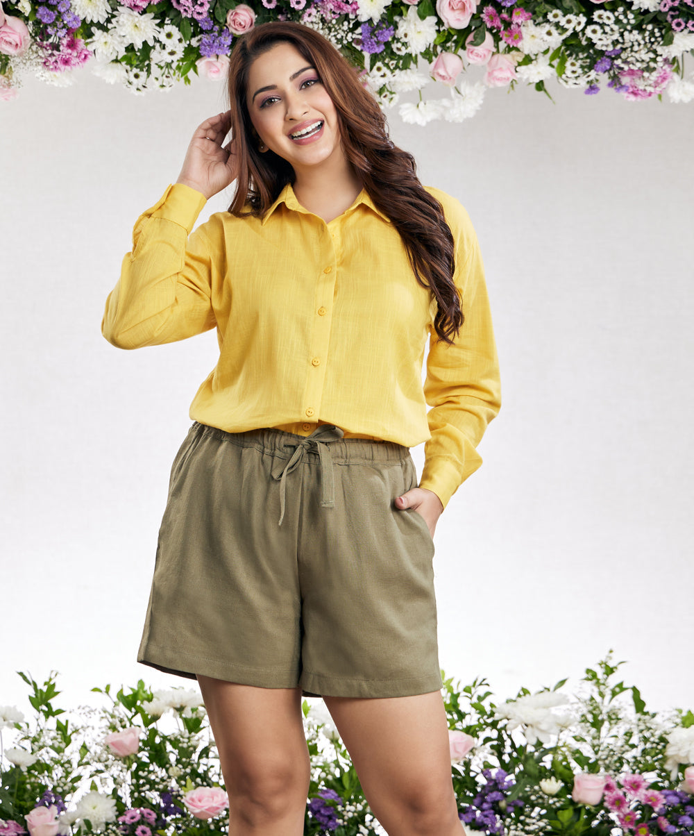 oversized cotton yellow shirt