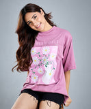 Oversize Purple Floral Print T-Shirt