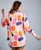 Oversized Chiffon Pink & Orange Shirt