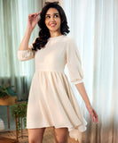 sleeve cuffed loose fitted cotton dress