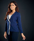 navy blue asymmetrical blazer