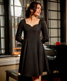 long sleeve sweet heart neck dress