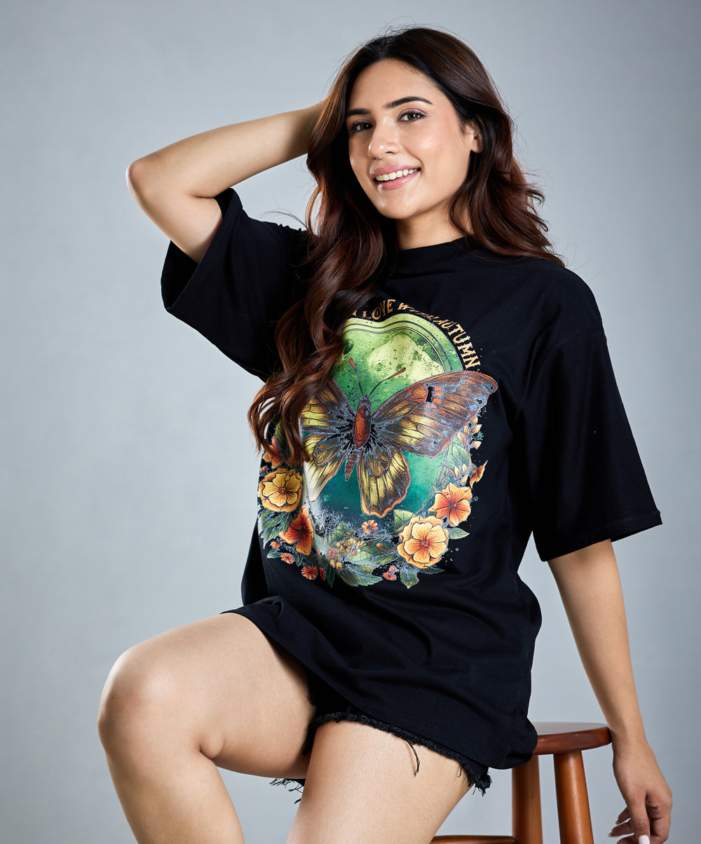 Oversize Black Butterfly T-Shirt