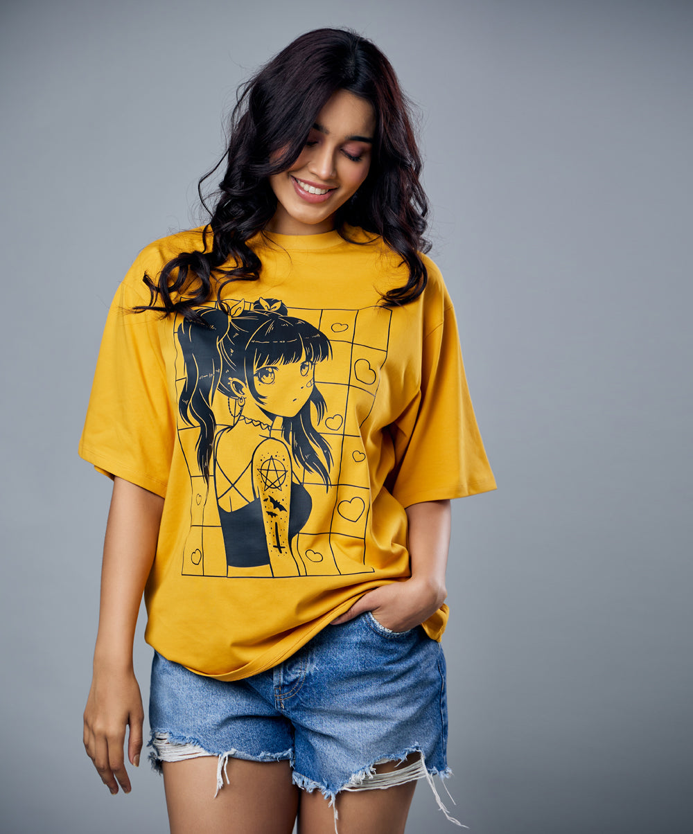 anime girl printed oversized tshirt