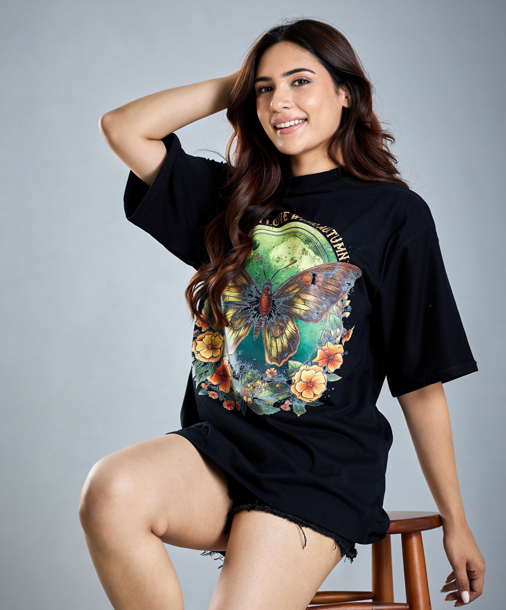 Oversize Black Butterfly T-Shirt