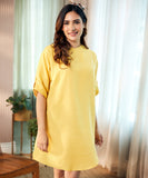 loose fitted cotton yellow dress