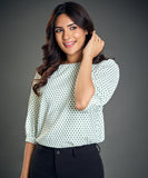 polka dot print puff sleeve blouse