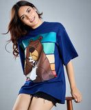 Oversize Navy Angry Bear T-Shirt