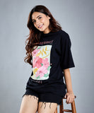 Oversize Black Floral Print T-Shirt