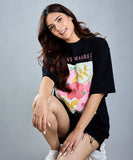 Oversize Black Floral Print T-Shirt