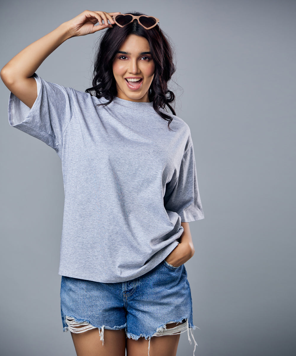 grey marl solid oversized tshirt