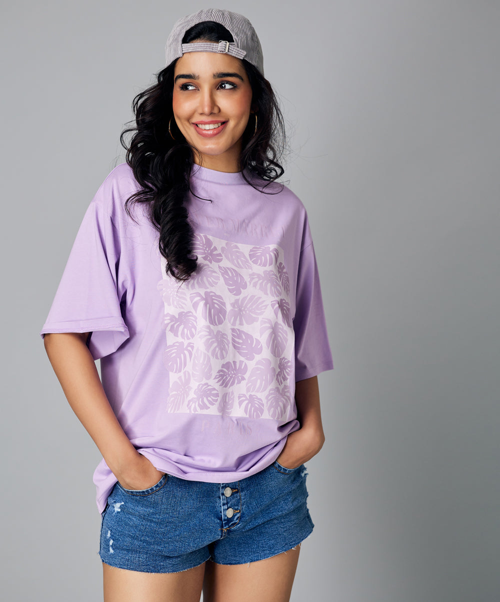 oversize purple floral tshirt