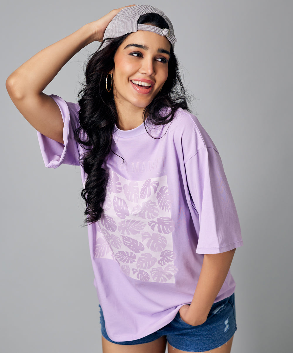 oversize purple floral tshirt